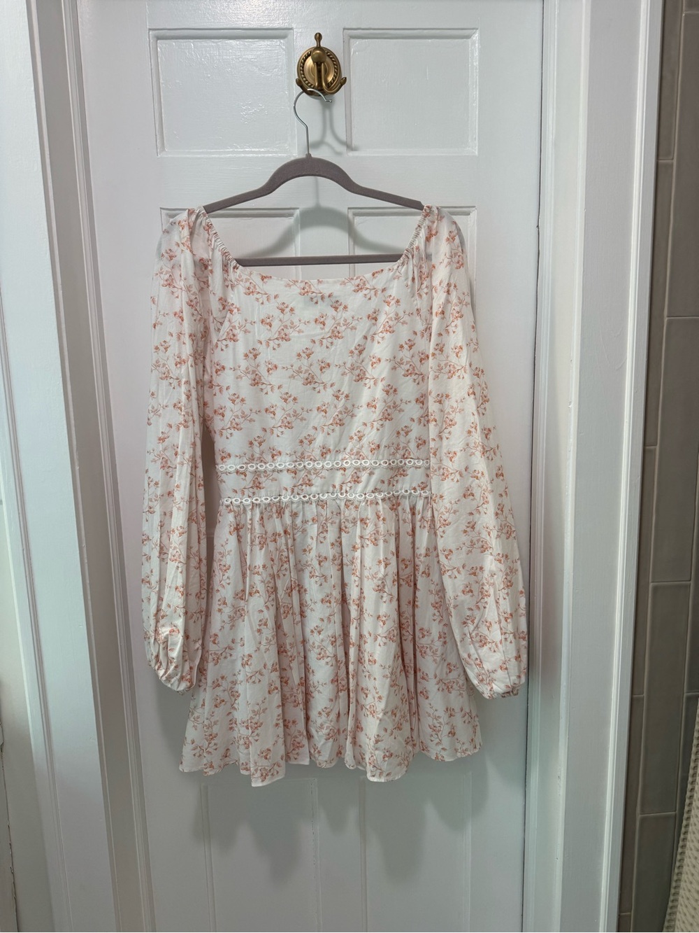 CAROLINE CONSTAS Blakely Floral Cotton Mini Dress Blush Watercolor Floral - Picture 5 of 6